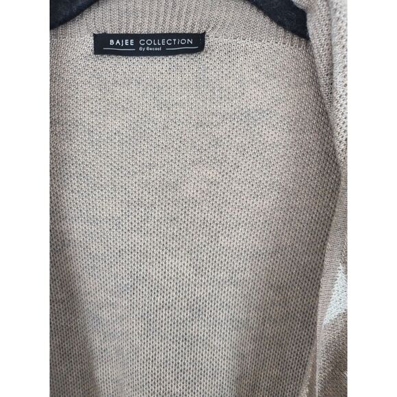 Bajee Collection By Becool Cardigan S/M Womens Tan White Long Sleeve Boho - Picture 4 of 6